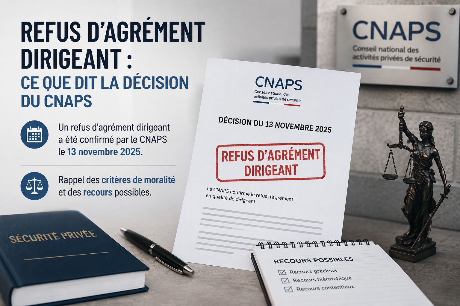 Refus d'agrement dirigeant : ce que dit la decision du CNAPS