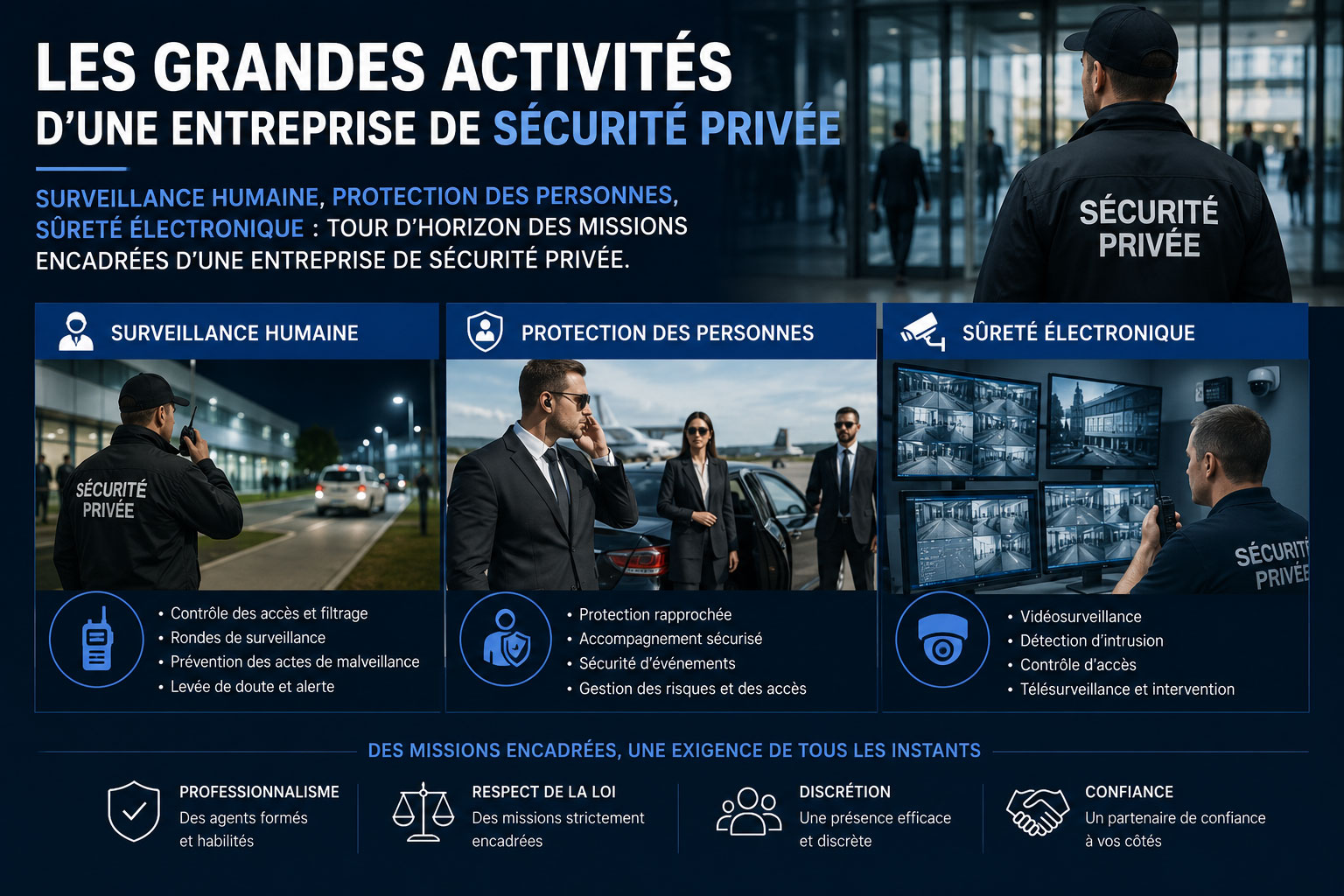 Les grandes activites d'une entreprise de securite privee